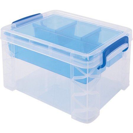 Advantus Divided Supply Box, Clear Blue, 10.1" L, 7.5" W, 6.5" H AVT37375